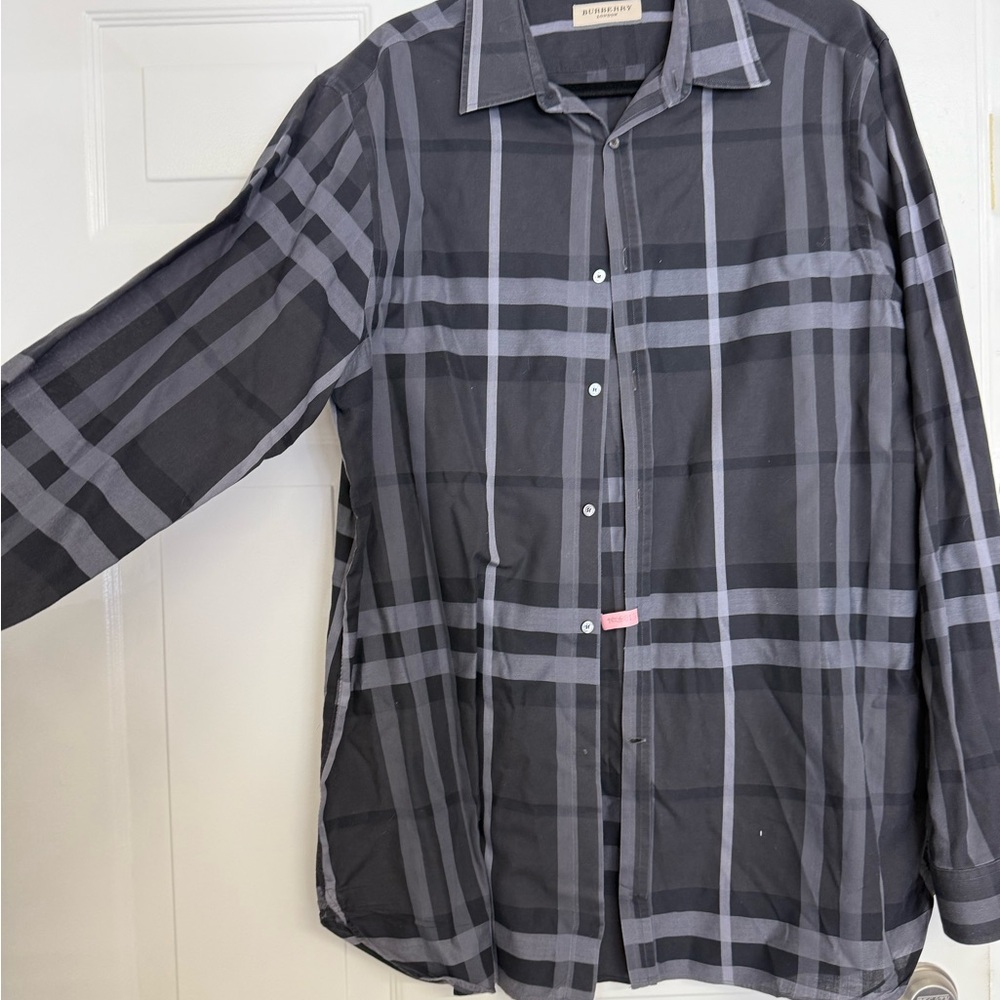 Burberry Black and Gray Plaid Men's Shirt